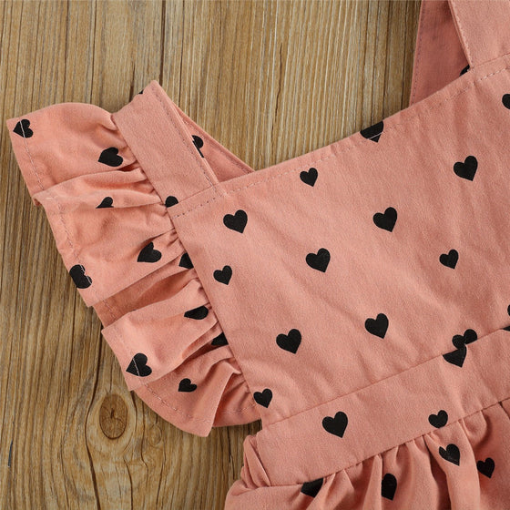 Black and White Heart Ruffled Baby Girl Dress | Available in Other Colors