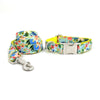 Luxury Orange Poppy and Blue Floral Dog Collar and Leash