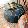 Hand-stitched Faux Leather Moroccan Pouf