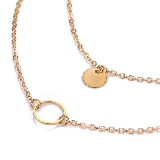 Simple Multi-layered Chain Necklace For Women in Gold Finish