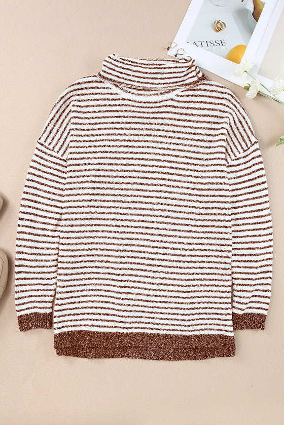 Gray Striped Turtleneck Oversized Sweater | Available in 4 Colors