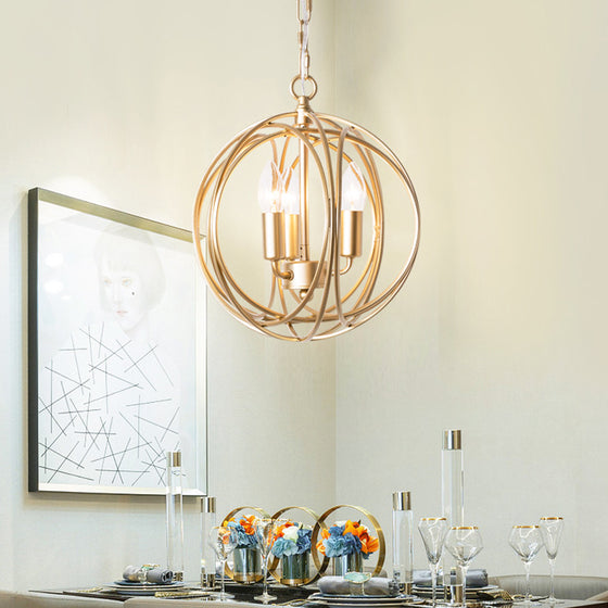 Modern Sphere Chandelier in Gold Finish