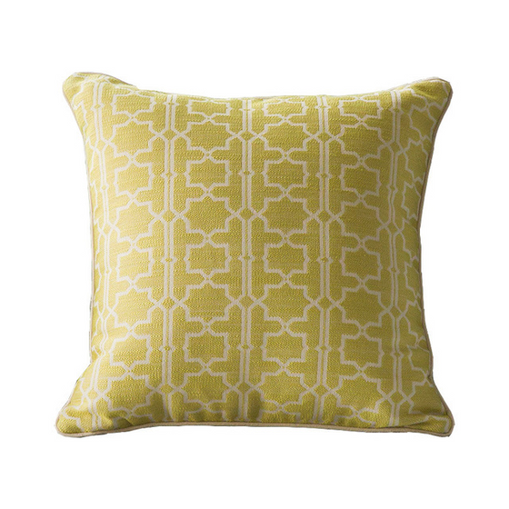 Cotton Geometric Pattern Throw Pillows with Beige Piping in 20" x 20"