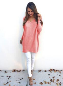 Pink V-Neck Casual Sweater | Available in 4 Colors