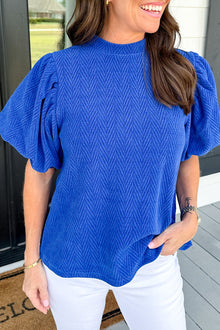  Sky Blue Solid Textured Blouse | Available in Black