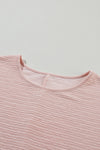 Light Pink Textured Frill Cuffs Short Sleeve Blouse