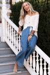 Sky Blue Drawstring Waist Wide Leg Pants