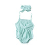 Solid Color Baby Girl Romper with Bow Headband