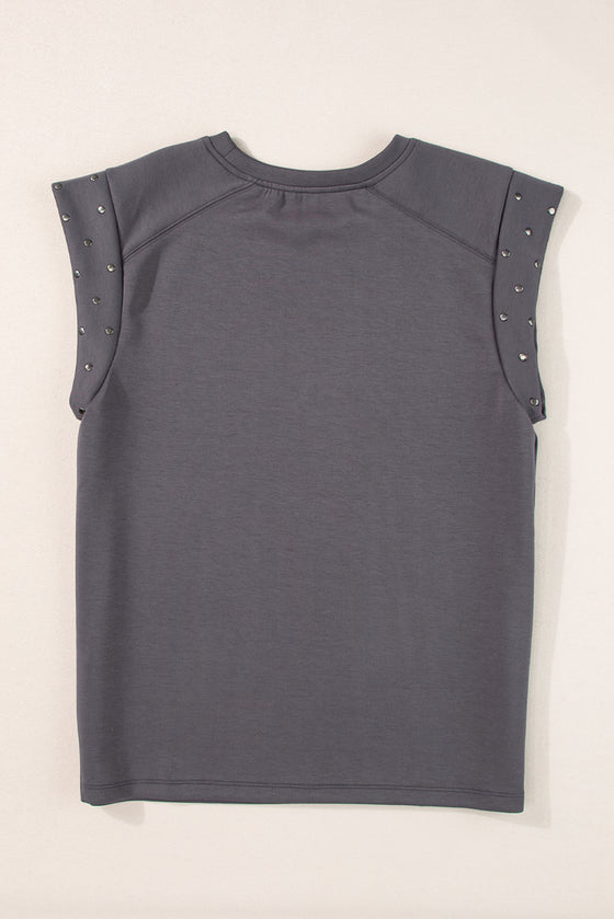 Black Rivet Round Neck T Shirt