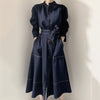 Women's Belted Dress with Tailor-stich Detail