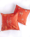 18" Cactus Silk Throw Pillow Color in Vibrant Orange-Red