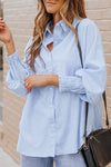 Light Blue Striped Button-up Shirt | Available in 3 Colors