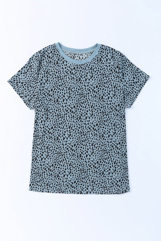 Grey Cheetah Print Casual Crew Neck T Shirt | Available in 4 Colors