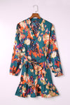 Abstract Print Waist Belted Long Sleeve Dress | Other Colors Available