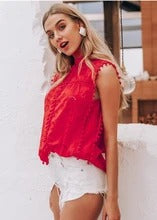 Cotton Eyelet and Pom Tank Top