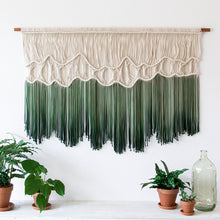  Bohemian Macrame Wall Hanging in Ombre Forest Green