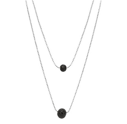 Black Lava Stone Necklace | Available in Gold or Silver