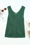 White Hollowed Knit V Neck Tank Top | Available in 2 Colors