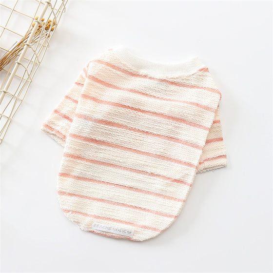 French Bull Dog Clothes in Beige with Stripes | Available in 2 Colors