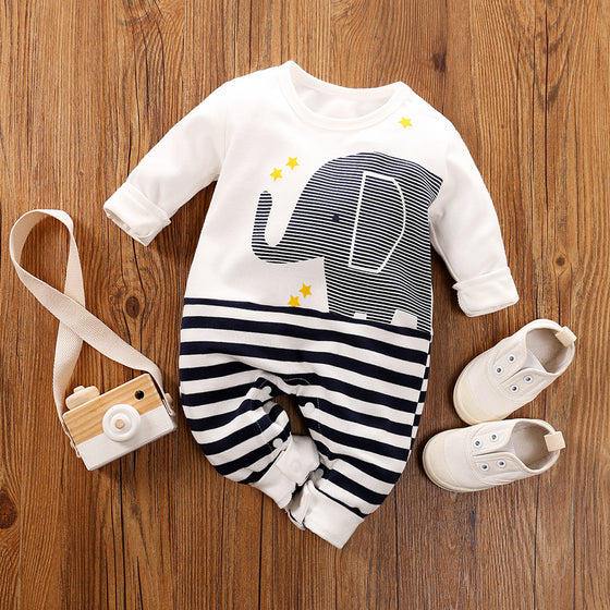 Long-Sleeved Cotton Korean Male And Female Baby Animal Crawling Clothes