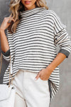 Gray Striped Turtleneck Oversized Sweater | Available in 4 Colors