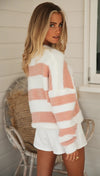 Stripe Pattern-Blocked Pull-over Sweater | Available in Other Colors