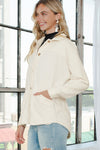 Beige Button-Up Stitching Pocketed Shacket | Also Available in Black