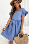 Sky Blue Pleated Dress