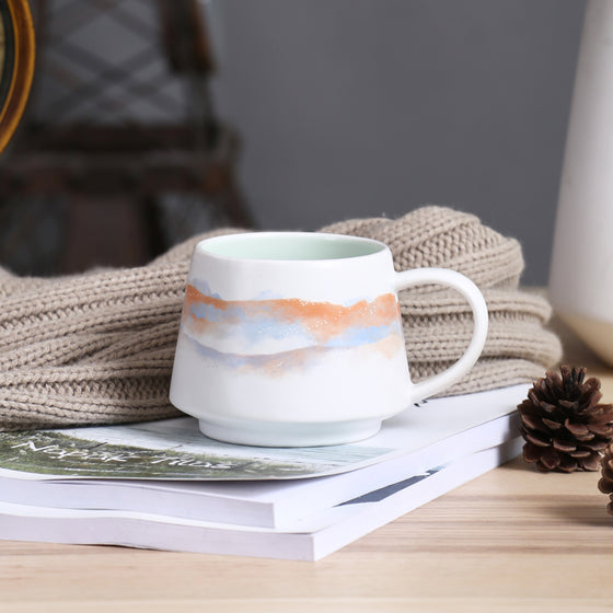 Creative Handmade Ceramic Coffee Cup with Watercolor Painted Design