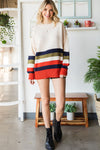 Colorblock Striped Button Drop Shoulder Pullover Sweater | Available