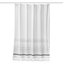  White Shower Curtain with Black Nordic Style Design
