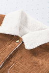 Brown Casual Sherpa Lining Corduroy Jacket