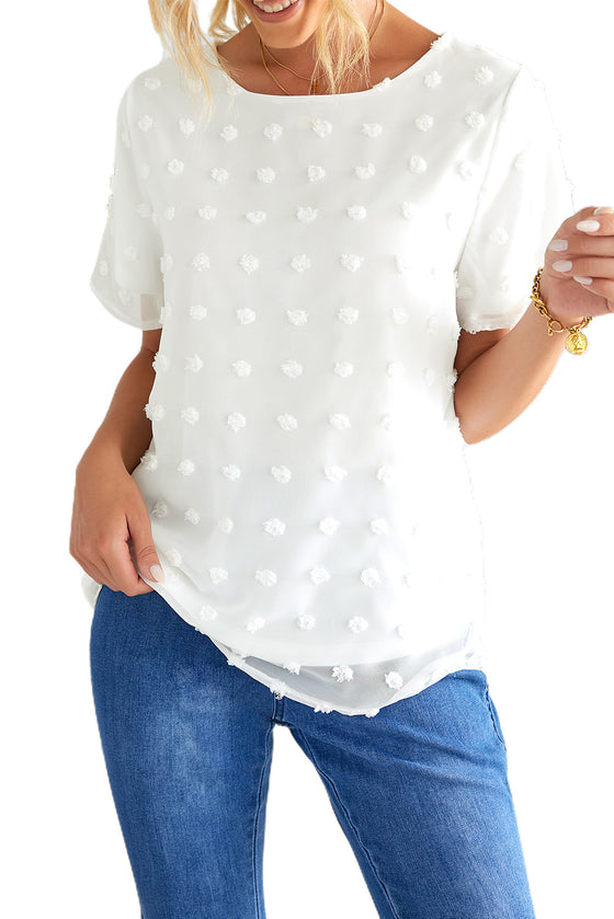 White Swiss Dot Summer Top