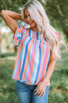 Striped Keyhole Sleeve Blouse | Available in 2 Patterns