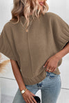 Medium Grey Mock Neck Batwing Sleeve Knit Sweater | Available in 4 Colors