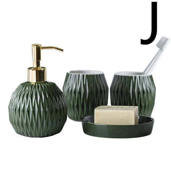 Nordic Bathroom Wash And Embossed Hotel Mouthwash Cup Set