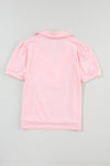 Pink Collared & Puff Sleeve T-Shirt