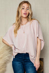 Light Pink Batwing Sleeve Oversized T Shirt