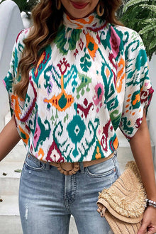  Multicolor Abstract Print Blouse