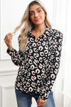 Black Leopard Print Button-Up Shirt