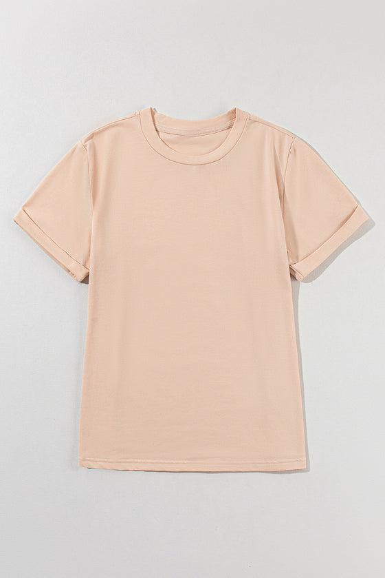 Pink Solid Color Basic Crew Neck Plain Tee | Available in 7 Colors