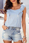 Blue Striped Sleeveless Shirt