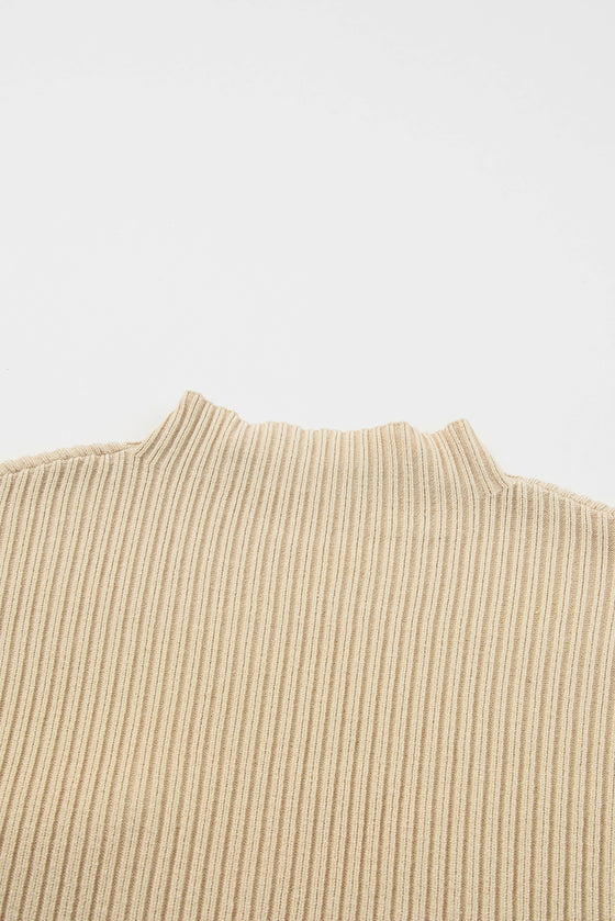 Oatmeal Patch Pocket Ribbed Knit Short Sleeve Sweater | Available in 7 Colors