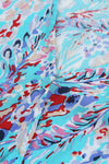 Abstract Print Wrap V Neck Flutter Sleeve Mid Length Summer Dress | Available in Blue