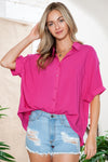 Pink Casual Dolman Oversize Blouse