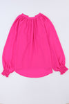 Rose Pleated V Neck Puffy Sleeve Blouse | Available in 2 Colors