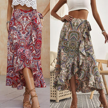  Women's Paisley Ruffled Wrap Mid-Length Skirt