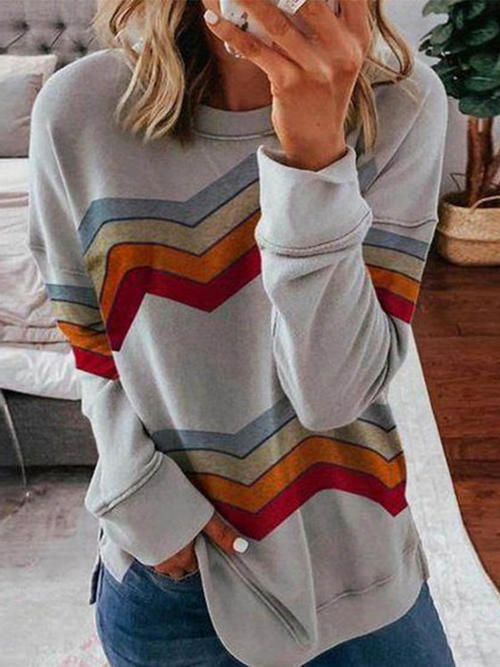 Retro Colored Striped Sweatshirt