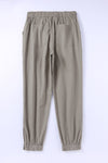 Green Slim Fit Pocketed Casual High Waisted Pants