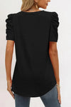 Black Puff Sleeve V Neck T-Shirt | Available in 3 Colors